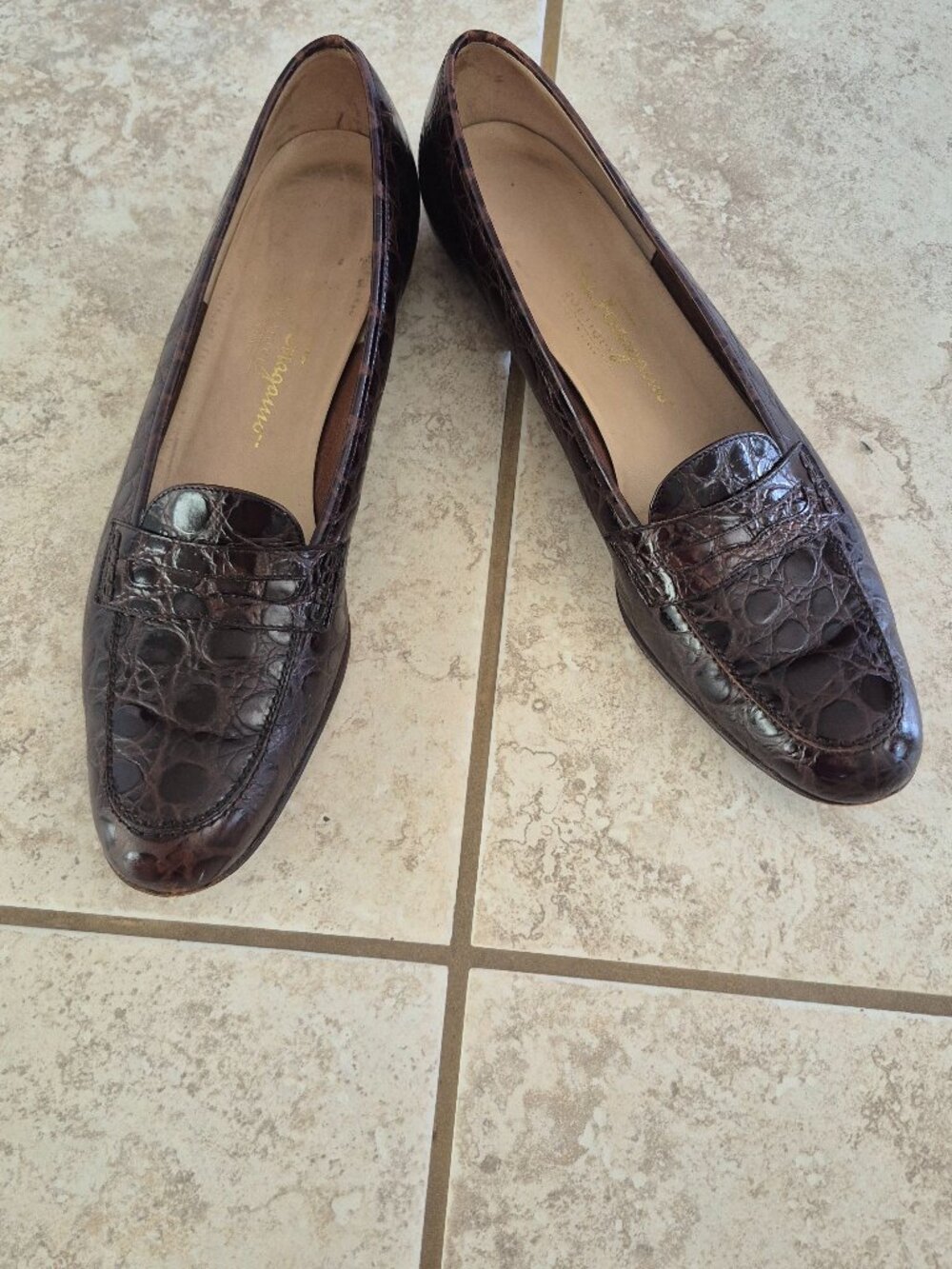 Salvatore Ferragamo Vintage Crocodile Leather Loafers, Size 9.5 Narrow (AA/A4)
